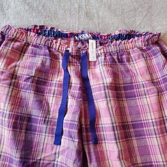 Gap Body XS Pink Plaid Elastic/Drawstring Waist, Loose Leg Capri PJ Pants - Picture 4 of 9